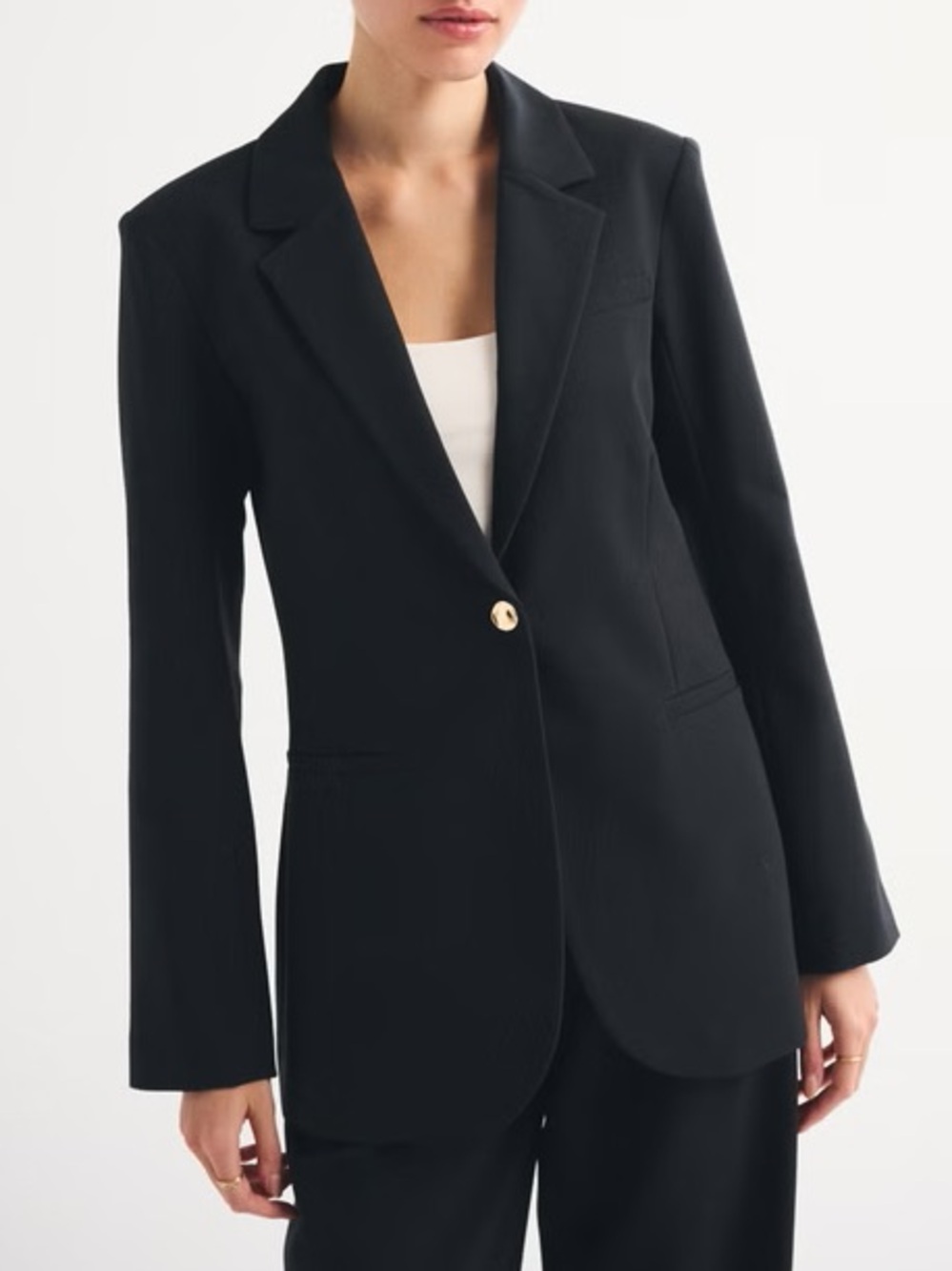 Abercrombie & Fitch Nipped Waist Suiting Blazer Size Large NEW Black Office